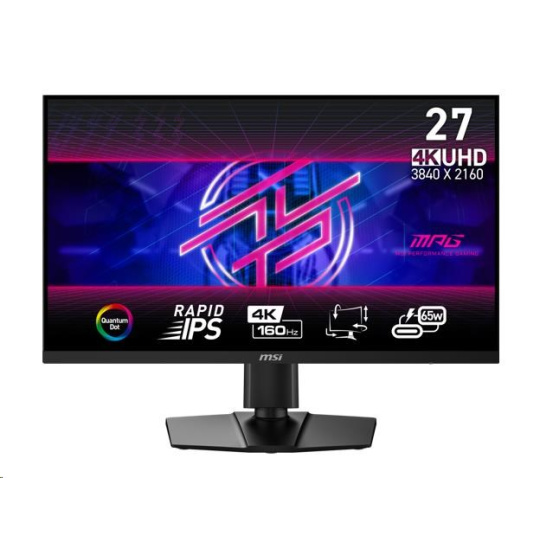 MSI LCD MPG 274URF QD, 27", 3840x2160, Rapid IPS, 160Hz, 0,5ms, VESA 75x75, Black