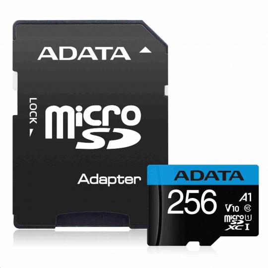 ADATA MicroSDHC karta 256GB UHS-I Class 10, Premier + adaptér