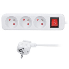 Solight prodlužovací přívod 5m, 3 zásuvky, vypínač, 16A/3680W, PVC, bílý Solight prodlužovací přívod 5m, 3 zásuvky, vypínač, 16A/3680W, PVC, bílý
