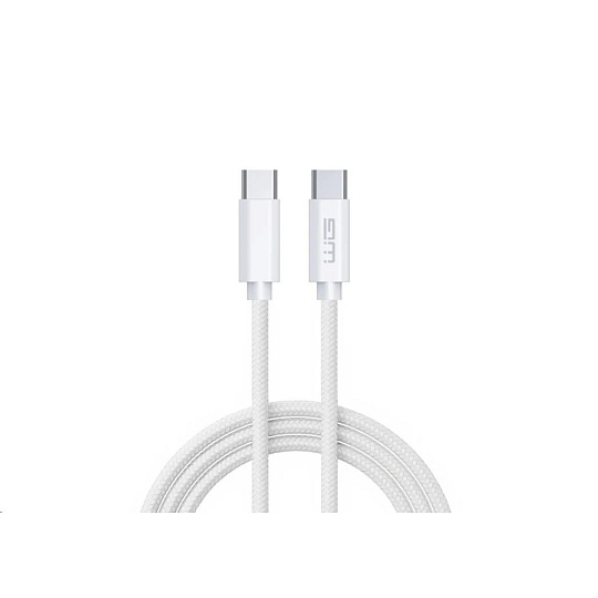 WG - Datový kabel Type-C (male) na Type-C (male), 1 metr, 3 A, cotton ECO, bílá