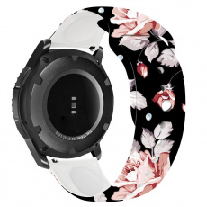 RhinoTech univerzální silikonový řemínek Quick Release černý s motivem květin 22mm RhinoTech univerzální silikonový řemínek Quick Release černý s motivem květin 22mm