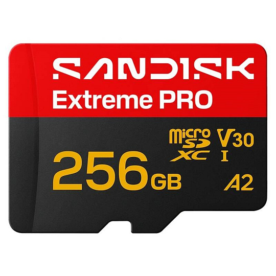 SanDisk micro SDXC Extreme PRO 256GB UHS-I U3 (250R/170W MB/s, UHS-I U3 V30) + adaptér SanDisk micro SDXC Extreme PRO 256GB UHS-I U3 (250R/170W MB/s, UHS-I U3 V30) + adaptér