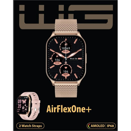 WG - Chytré hodinky WG AirFlexOne+, dámské, 2x řemínek, zlatá