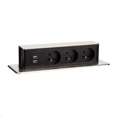 Solight USB výsuvný blok zásuvek, 3 zásuvky, hliník + plast, obdélníkový tvar, prodlužovací přívod 1,9m, 3 x 1mm2 Solight USB výsuvný blok zásuvek, 3 zásuvky, hliník + plast, obdélníkový tvar, prodlužovací přívod 1,9m, 3 x 1mm2