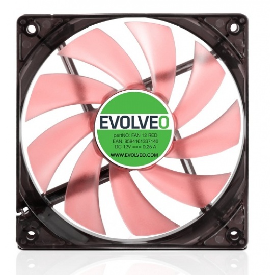 EVOLVEO 12L1RD ventilátor 120mm, 4 LED červený, 3pin