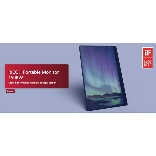 RICOH Portable LCD 150BW 15.6" 16:9 1920x1080 OLED 1ms 100,000:1 Wireless/Miracast USB-C/Li-Ion Battery Powered RICOH Portable LCD 150BW 15.6" 16:9 1920x1080 OLED 1ms 100,000:1 Wireless/Miracast USB-C/Li-Ion Battery Powered