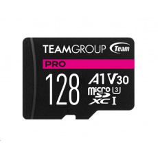 TEAM MicroSDXC karta 128GB PRO V30 Card UHS-I U3 V30 A1 + SD adapter TEAM MicroSDXC karta 128GB PRO V30 Card UHS-I U3 V30 A1 + SD adapter