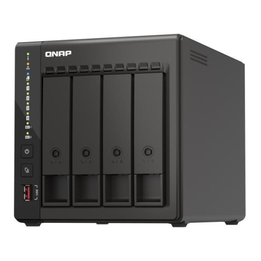 QNAP TS-453E-8G 4-bay desktop NAS, 4-core Intel, 8GB DDR4, 4xSATA, 2xM.2, 2x 2.5GbE, 2xHDMI, 4xUSB