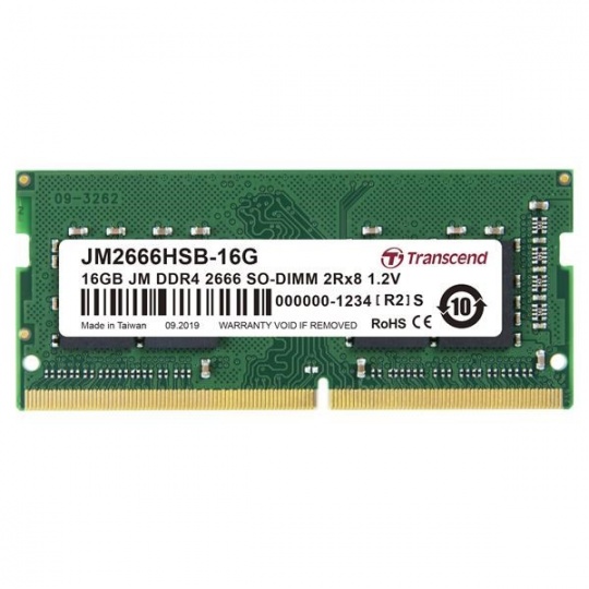 TRANSCEND SODIMM DDR4 16GB 2666MHz 2Rx8 1Gx8 CL19 1.2V