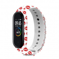 Rhinotech řemínek pro Xiaomi Mi Band 3 / 4 bílá - motiv rty Rhinotech řemínek pro Xiaomi Mi Band 3 / 4 bílá - motiv rty