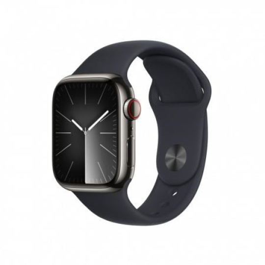 APPLE Watch Series 9 GPS + Cellular 41mm Graphite Stainless Steel Case with Midnight Sport Band - M/L