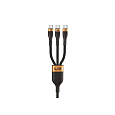 WG - Datový kabel 3v1 Type-C na 3x Type-C, 1,2 metru, 100 W + 15 W + 15 W, černá