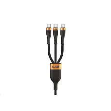 WG - Datový kabel 3v1 Type-C na 3x Type-C, 1,2 metru, 100 W + 15 W + 15 W, černá WG - Datový kabel 3v1 Type-C na 3x Type-C, 1,2 metru, 100 W + 15 W + 15 W, černá
