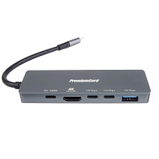 PremiumCord Adaptér USB-C na 4K@60Hz HDMI + 10G USB3.2 A + 10G 2x USB-C + PD PremiumCord Adaptér USB-C na 4K@60Hz HDMI + 10G USB3.2 A + 10G 2x USB-C + PD