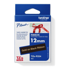 BROTHER TZE-R334 - kazeta TZ šířky 12mm, TEXTILNÍ páska 4m- pro tvorbu dárků - NELEPÍCÍ - ČERNÁ PÁSKA, ZLATÝ POTISK gold BROTHER TZE-R334 - kazeta TZ šířky 12mm, TEXTILNÍ páska 4m- pro tvorbu dárků - NELEPÍCÍ - ČERNÁ PÁSKA, ZLATÝ POTISK gold